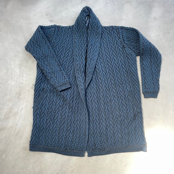 NEW Aran Crafts Ireland 100% Merino Wool Double Knit Cardigan Womens XL Pockets - Picture 3 of 9